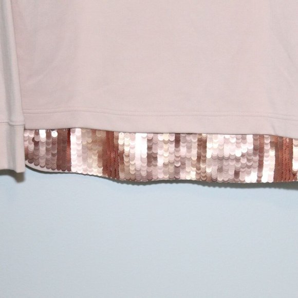 NWT J Crew Sequin Trim Sweatshirt Top Blush Pink E4182 Women's Size Large H12697 - Picture 9 of 12